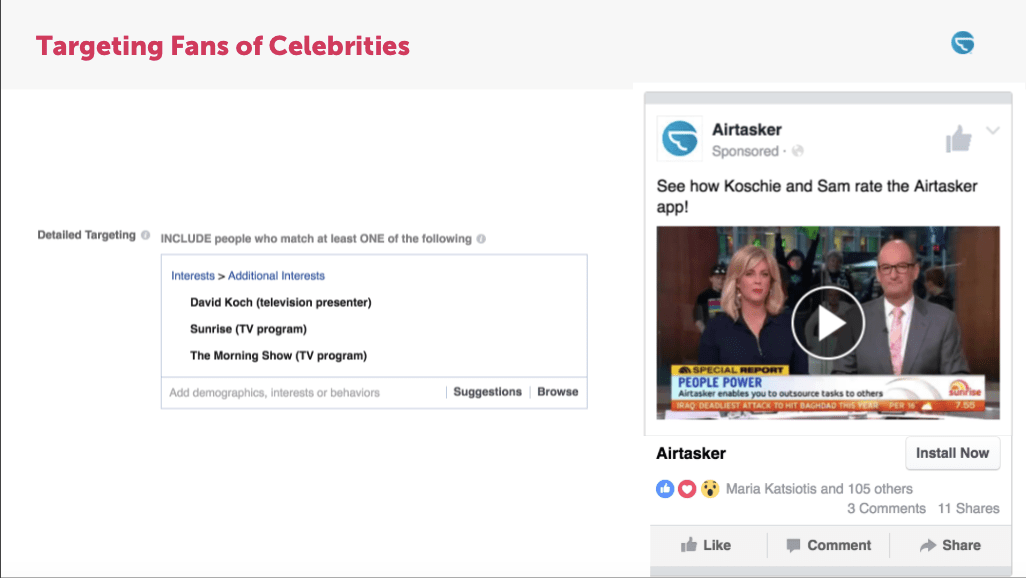Airtasker app social media advertising growth hacking.