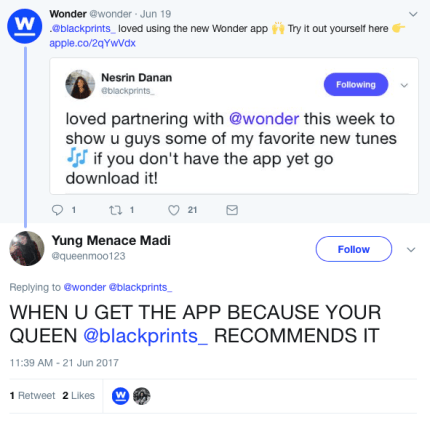 A user positively reacting to a Twitter influencer marketing campaign. 
