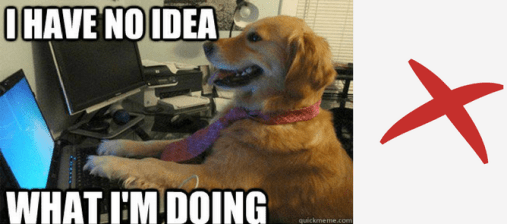 Funny digital marketing intern meme of a dog at a computer.