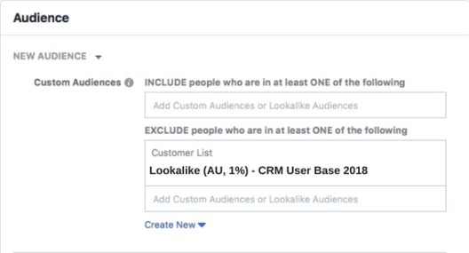 Adding a Facebook excluded audience of users ho have already converted.