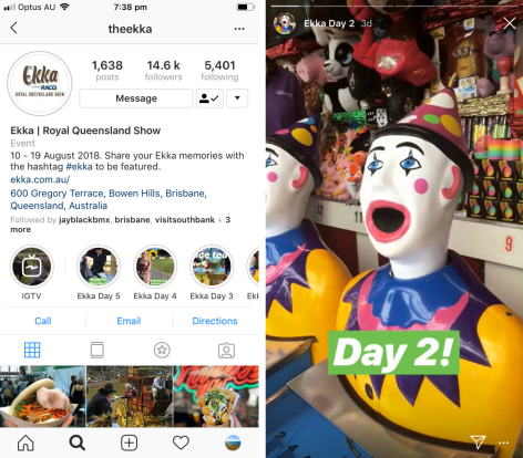 Instagram story highlights from the 2018 Brisbane Ekka