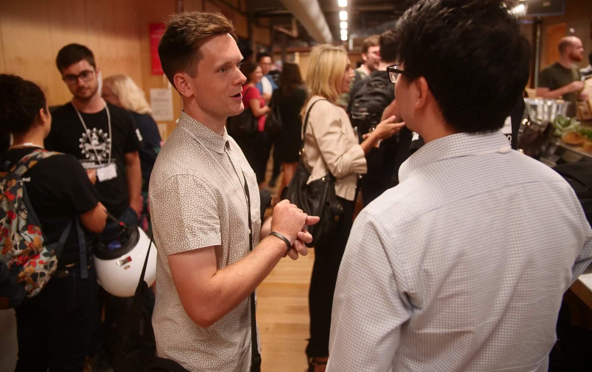 Lachlan Kirkwood networking at River City Labs in Brisbane.
