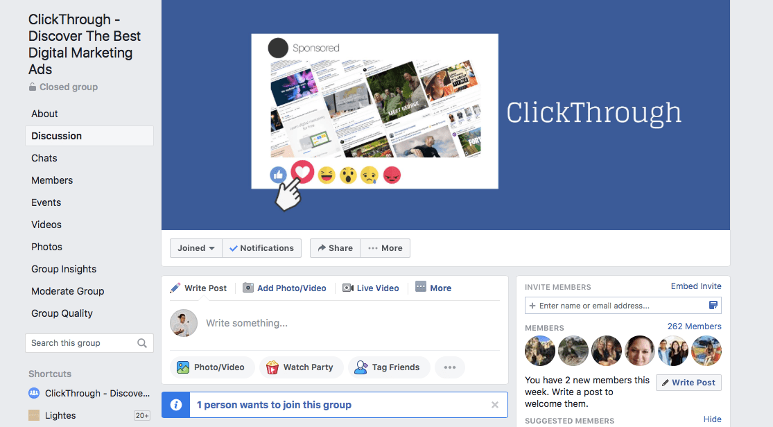 ClickThrough digital marketing Facebook group.