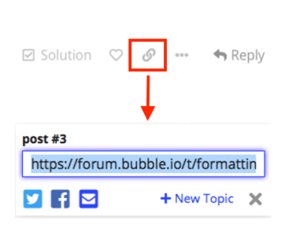 Social share button for the Bubble.io community forum.